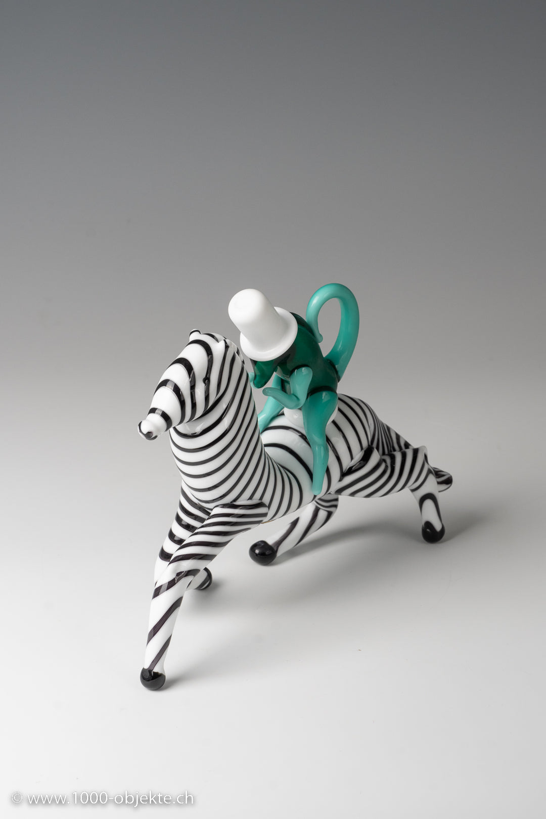 Zebra with monkey in opaque polychrome glass, 1948-49, Fulvio Bianconi for Venini