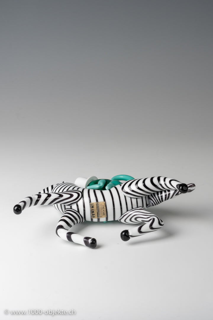 Zebra mit Affen aus undurchsichtigem polychromem Glas, 1948-49, Fulvio Bianconi für Venini