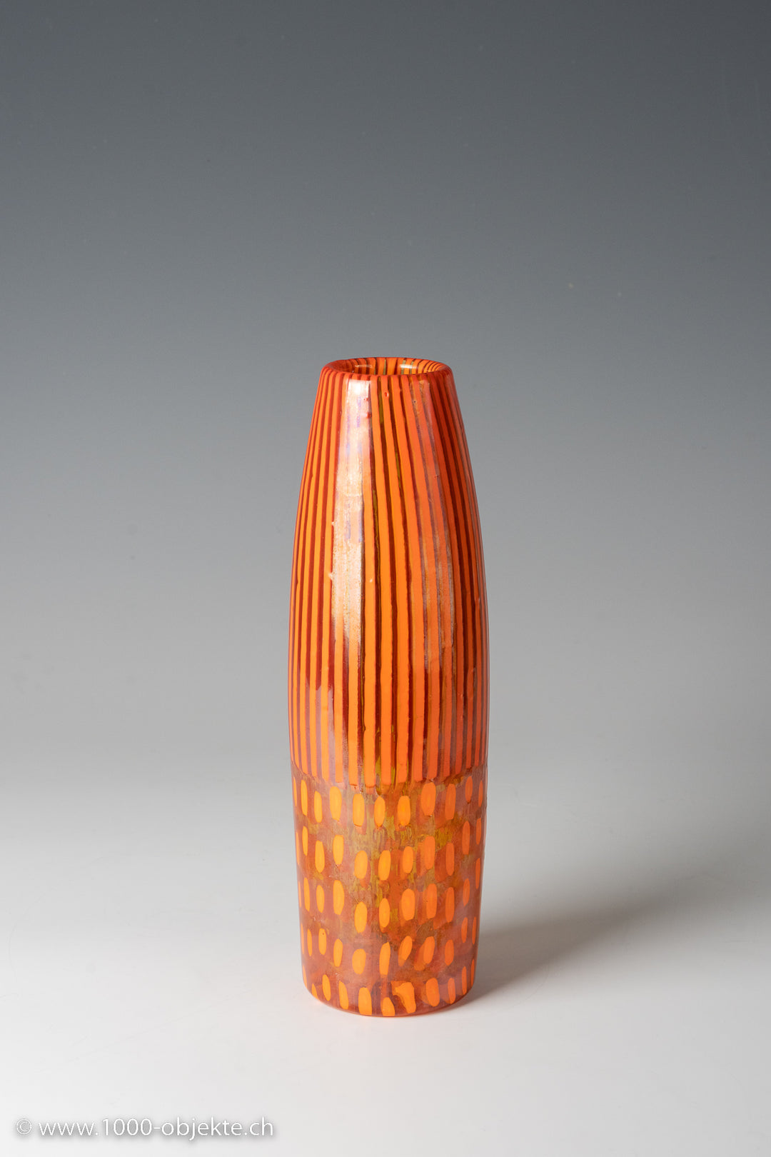 Vase in glass with cannes and Thomas Stearns, for Venini, 1962