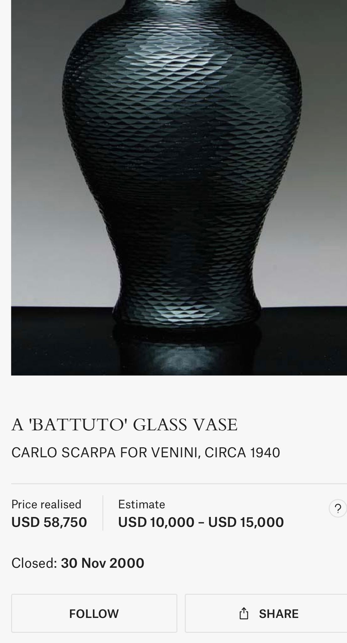 Carlo Scarpa für Venini, ca. 1940 Batturo