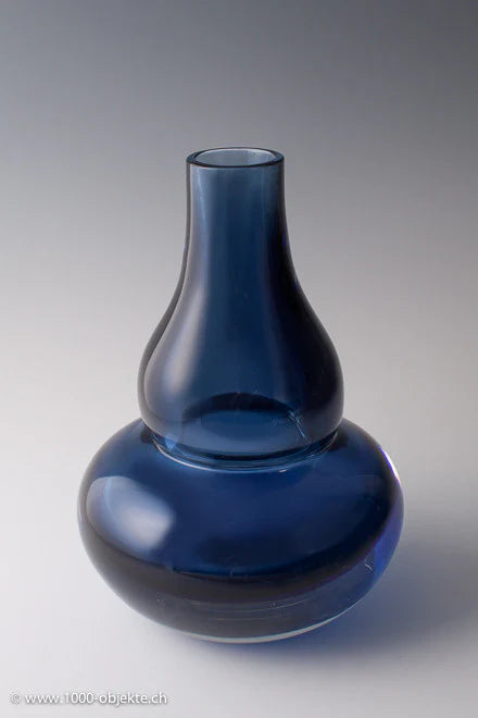 blue glass vessel by Flavio Poli