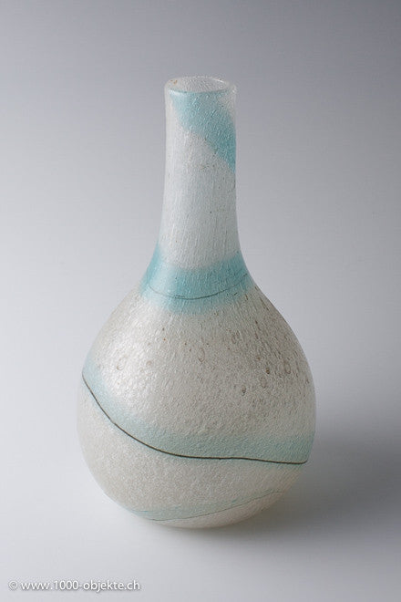 Murano Pullegoso Vase mit türkisfarbenem Band und Linie für A.ve.M. ca. 1950-1955