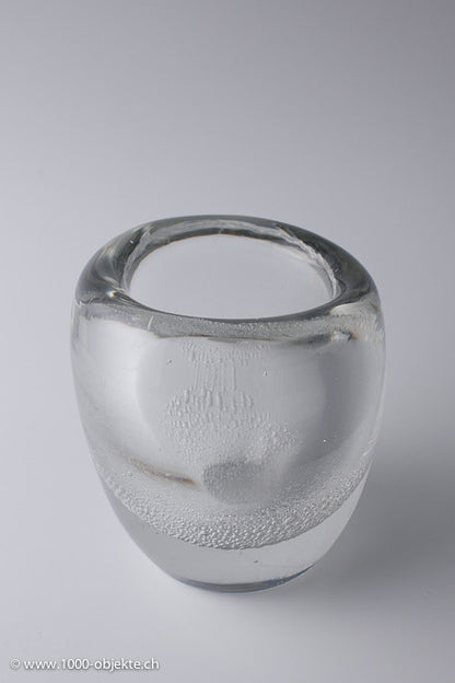 Signed art glass soda bubbles vase design Kaj Franck for Iittala Finland c 1950s