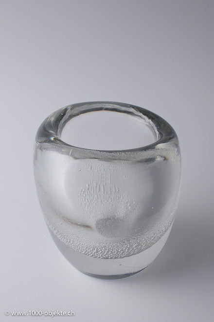 Signierte Kunstglas-Soda-Bubbles-Vase, Design Kaj Franck für Iittala Finnland, ca. 1950er Jahre