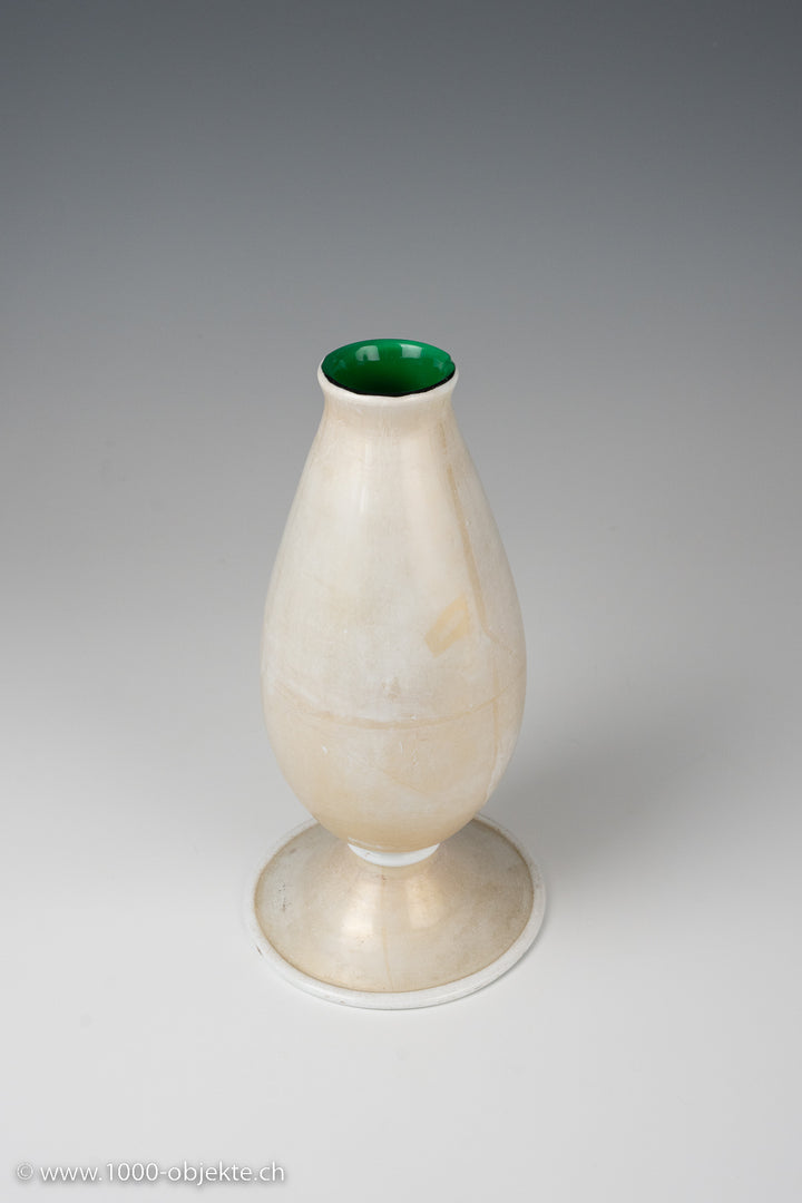 Alberto Barbini, weiße Vase mit grüner Innenseite, 1940 für VAMSA