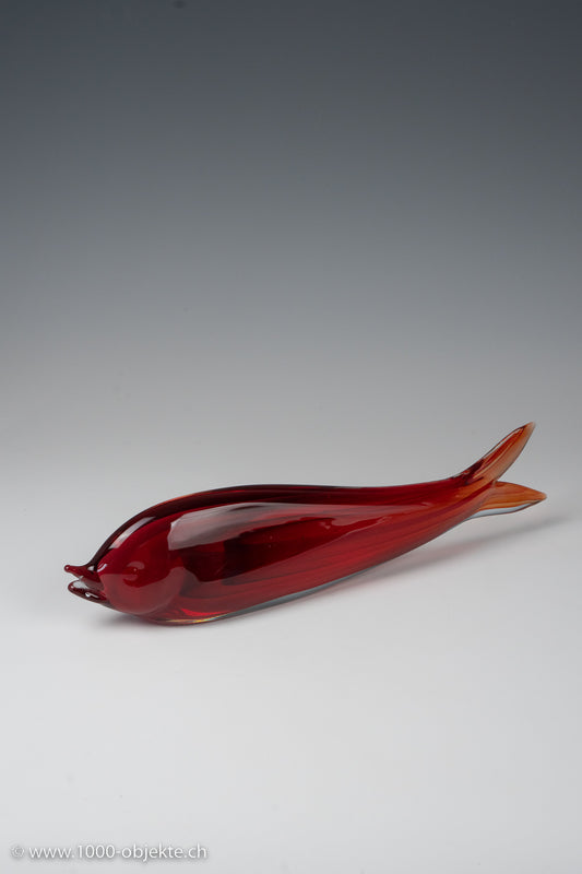 Cenedese Antonio Da Ros. Museum collection. Glass red contrapunti fish