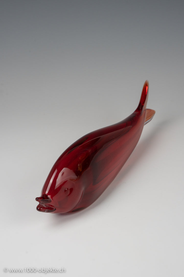 Cenedese Antonio Da Ros. Museumssammlung. Glasroter Kontrapunktfisch