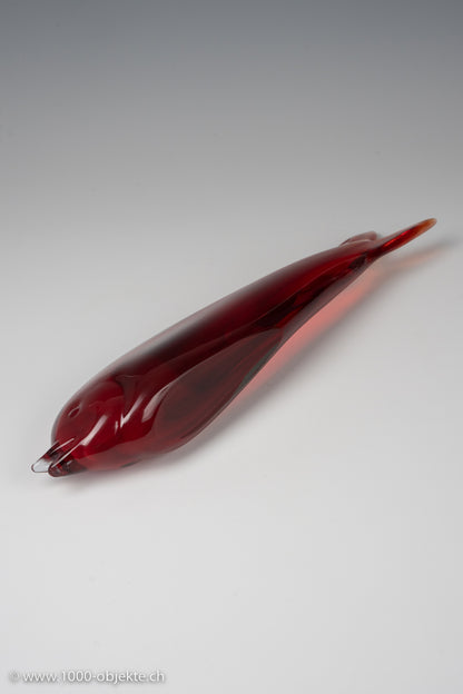 Cenedese Antonio Da Ros. Museum collection. Glass red contrapunti fish