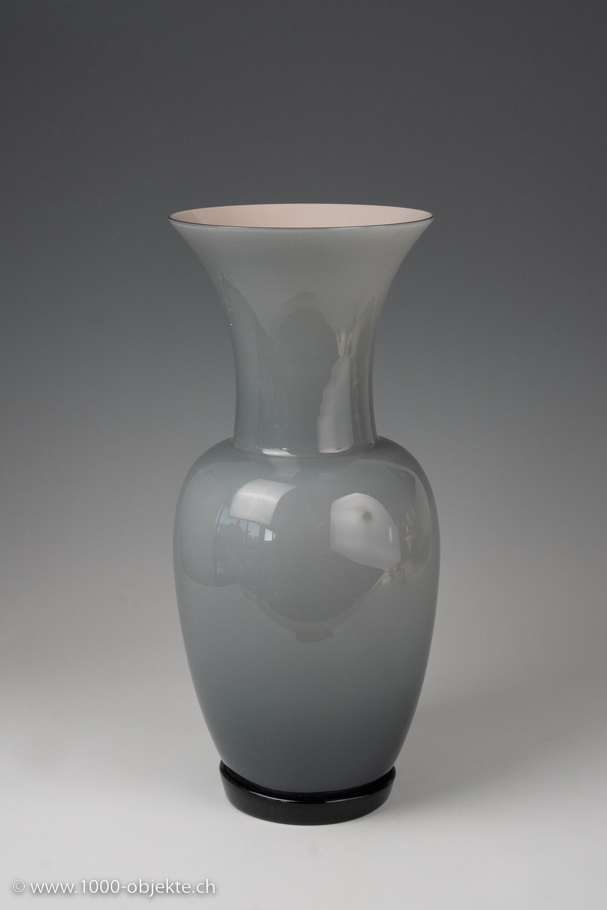 Very large incammiciato vase Murano glass piece gray beige pink black