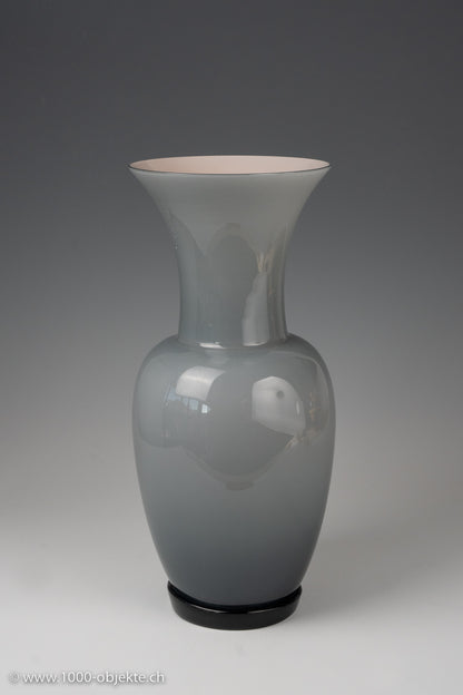 Sehr große Incammiciato-Vase aus Muranoglas, Stück grau, beige, rosa, schwarz