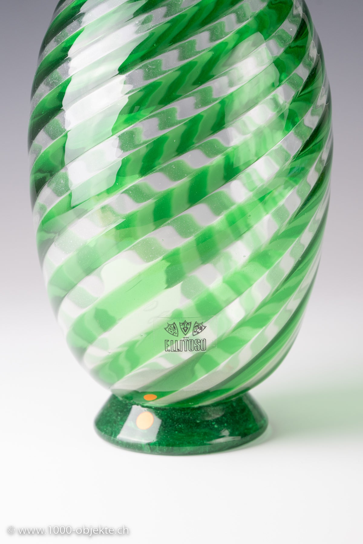 Large vase Murano glass Fratelli Toso ca. 1965 a canne label sample collection Toso