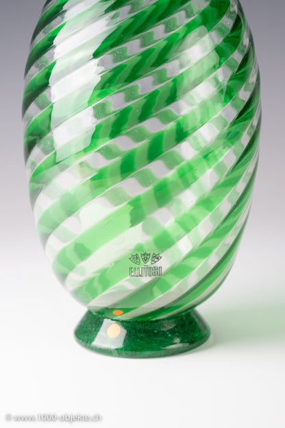 Large vase Murano glass Fratelli Toso ca. 1965 a canne label sample collection Toso