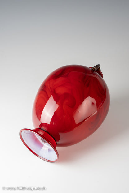 A.ve.M  Egg-shaped vase in marbled red blown glass, 1930