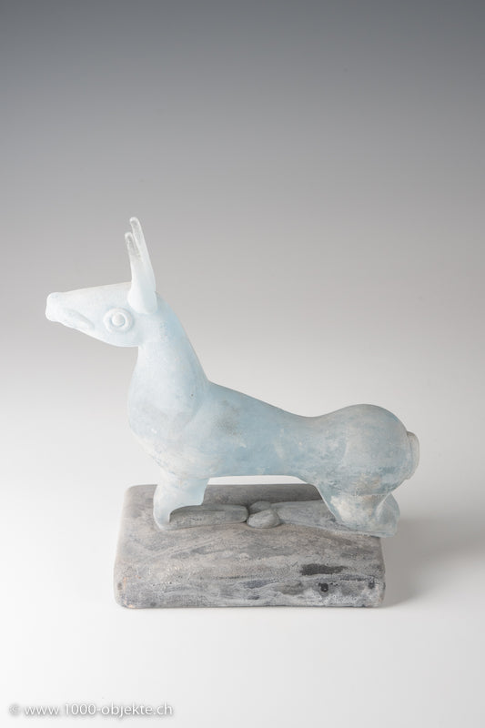 Cenedese Nason 1963-72 Einzigartige Murano-Glasskulptur mit Scavo-Motiv „PHARAONENHUND“