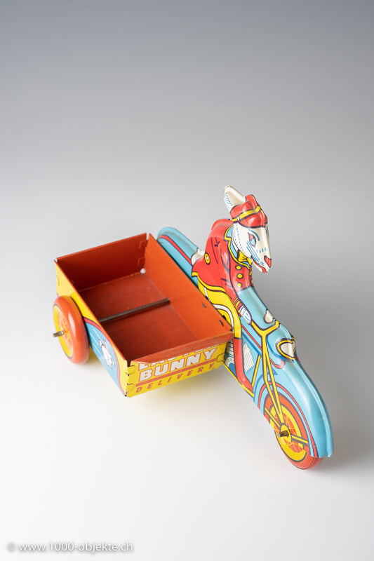 Wyandotte easter bunny delivery tin motorcycle toy