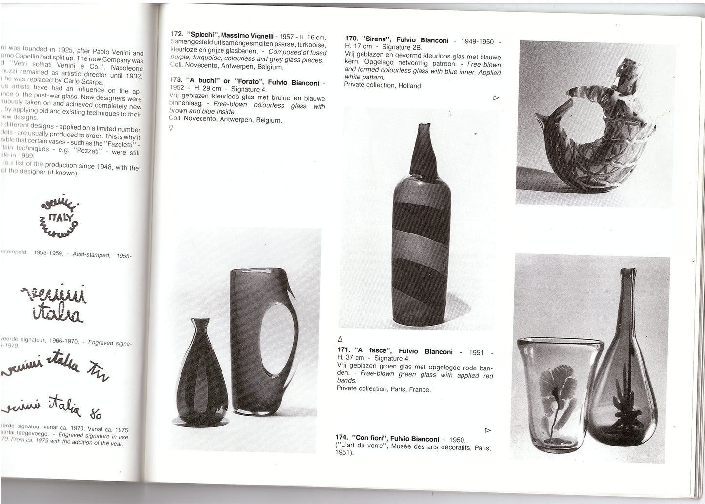 Fulvio Bianconi, rare 'Con Fiori' vase, 1950