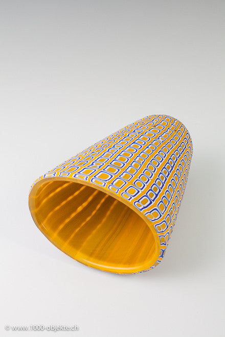 Massimiliano Pagnin Vase „BIBE“ weiß gelb blau, 2002, signiert