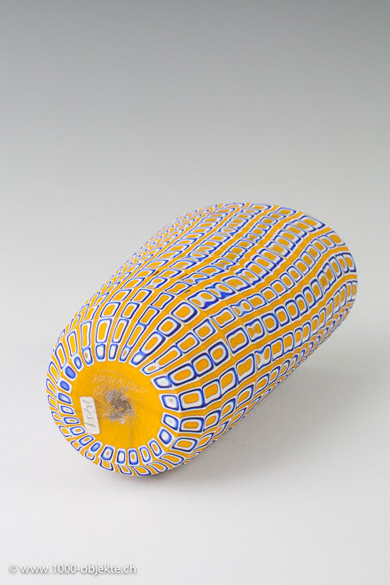 Massimiliano Pagnin Vase „BIBE“ weiß gelb blau, 2002, signiert