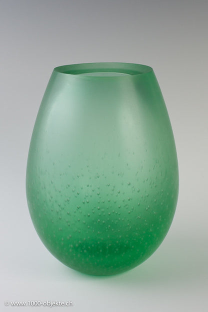 Murano Vase "Bulicante" green by Giorgio Vigna for Venini