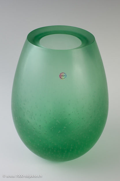 Murano-Vase „Bulicante“ grün von Giorgio Vigna für Venini