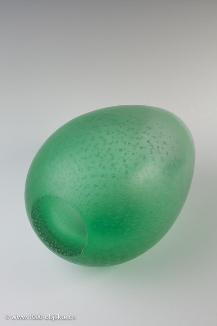 Murano Vase "Bulicante" green by Giorgio Vigna for Venini