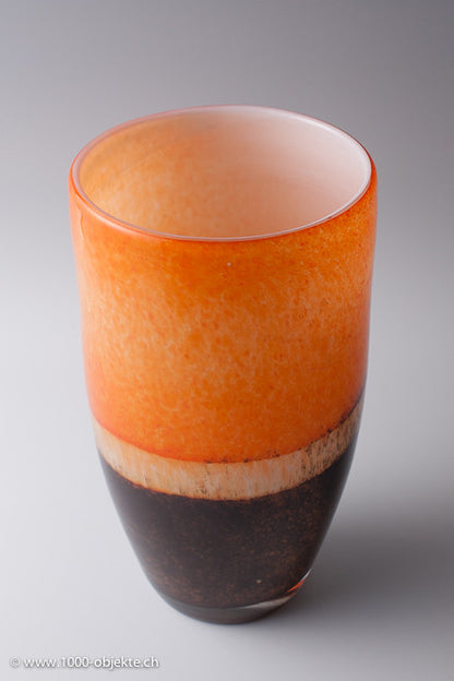 Eli Vetri d'Arte, Murano. Colorless glass with inner cased in orange, 60's