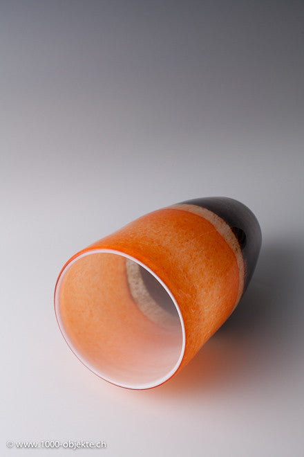 Eli Vetri d'Arte, Murano. Colorless glass with inner cased in orange, 60's