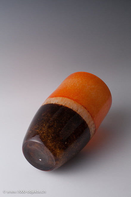 Eli Vetri d'Arte, Murano. Colorless glass with inner cased in orange, 60's