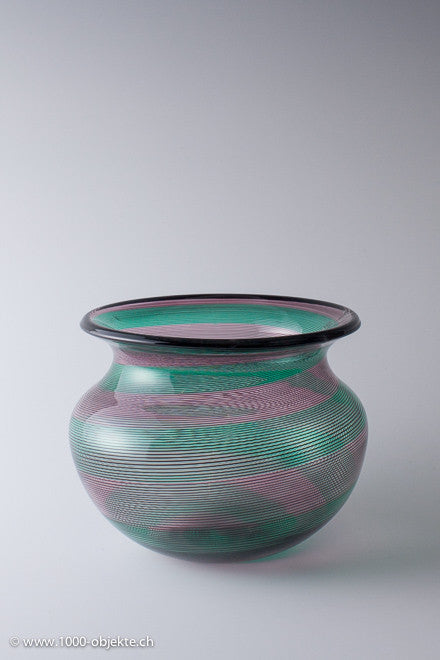 "Mezzafiligrana" Vase by  Barovier & Toso, 1978, signiert.