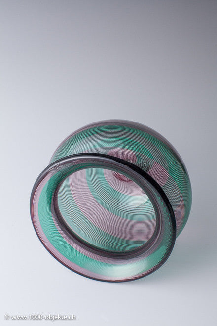 "Mezzafiligrana" Vase by  Barovier & Toso, 1978, signiert.