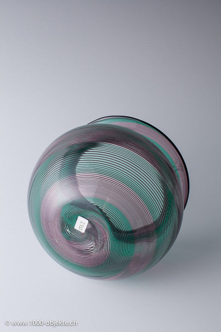 "Mezzafiligrana" Vase by  Barovier & Toso, 1978, signiert.