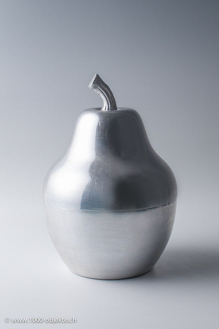 Pear ice bucket polished metal