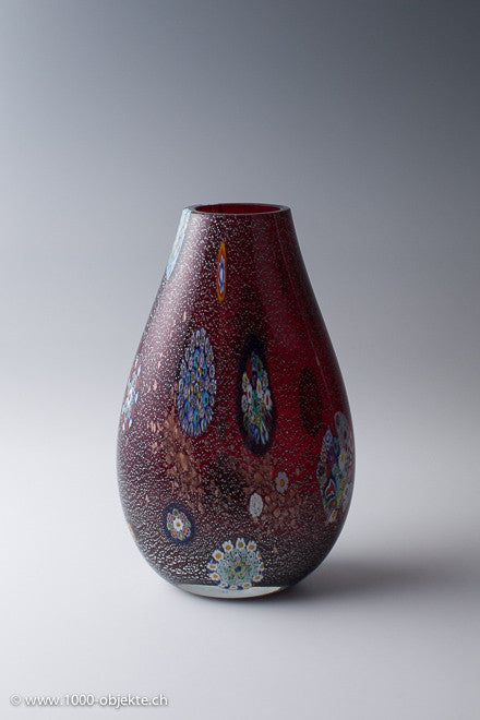 Murano-Vase mit Murrinen und Silberfolie für A.ve.M. ca. 1960-1665