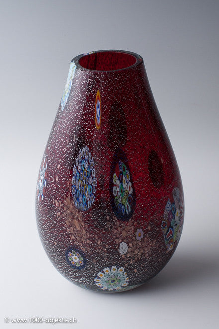 Murano-Vase mit Murrinen und Silberfolie für A.ve.M. ca. 1960-1665