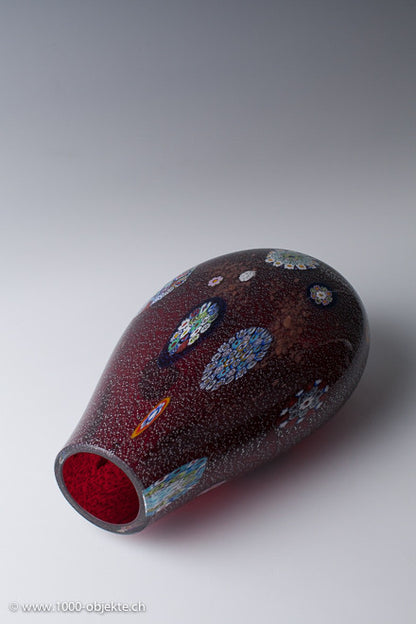Murano Vase with murrines and silver foil for A.ve.M. ca. 1960-1665