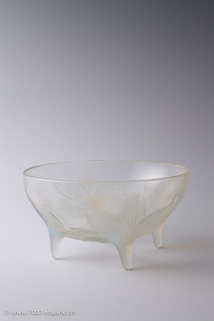 René Lalique opaleszierende und klare Glasschale „Lys“, 1933