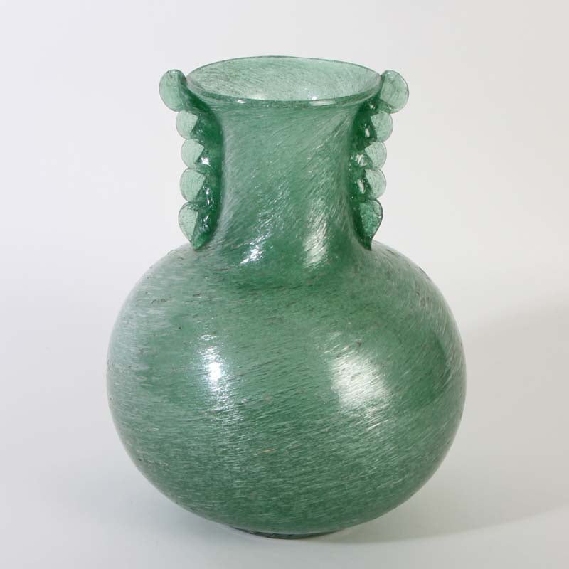 Carlo Scarpa or Napoleone Martinuzzi, green pulegoso vase, ca. 1935