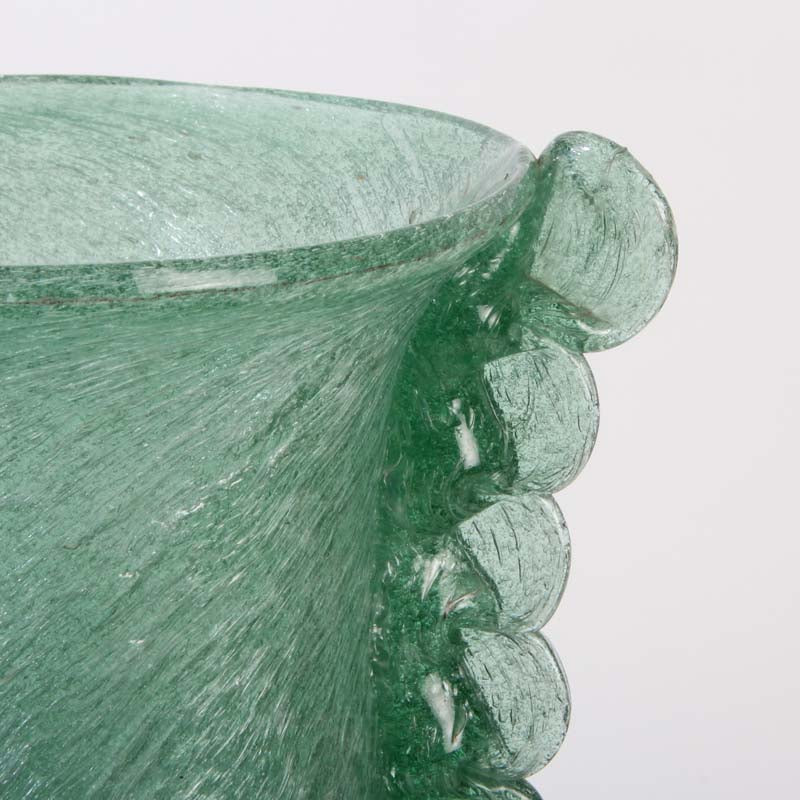 Carlo Scarpa or Napoleone Martinuzzi, green pulegoso vase, ca. 1935